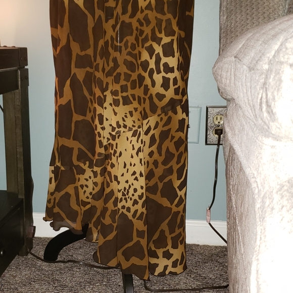 Plus Semi-sheer Giraffe Ruffle Assymetrical Gown - Picture 6 of 8